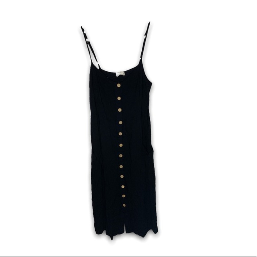 EUC Beceel Black Midi Button Front Dress Size Small
